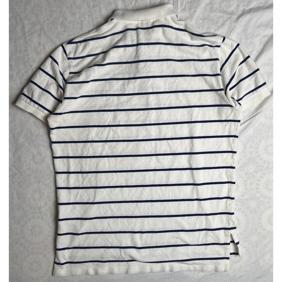 Polo Ralph Lauren Size Large 100% Cotton Striped White Polo Rugby Short Sleeve - Picture 2 of 7